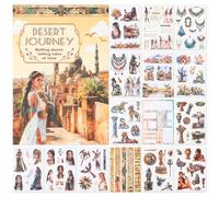 NOTIONSLAND Lot de 20 feuilles d'autocollants pour scrapbooking, plus de 100 autocollants de journal pour fournitures de scrapbooking, autocollants esthétiques en PET pour scrapbooking