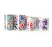 NOTIONSLAND Lot de 4 rouleaux de ruban washi esthétique en PET Washi Tape - Plusieurs motifs décoratifs - Pour journal, bullet journal, planificateur, art pour artisanat - Boîte cadeau