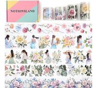 NOTIONSLAND Lot de 4 rouleaux de ruban washi esthétique en PET Washi Tape - Plusieurs motifs décoratifs - Pour journal, bullet journal, planificateur, art pour l'artisanat