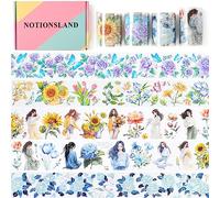 NOTIONSLAND Lot de 4 rouleaux de ruban washi esthétique en PET Washi Tape - Plusieurs motifs décoratifs - Pour journal, bullet journal, planificateur, art pour l'artisanat