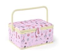 NOTIONSLAND Paniers à couture pour la maison, grande boîte à couture pour le rangement et l'organisation, panier à couture avec accessoires, cadeau pour Noël, Thanksgiving, fête des mères (rose)