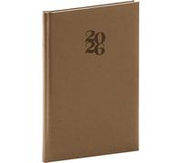 NOTIQUE Agenda 2026 environ A5 (15x21 cm), Agenda hebdomadaire & Agenda annuel avec couverture rigide, marque-page en tissu & anneau pour stylo, Surface de papier écologique durable (Essenza Noix)