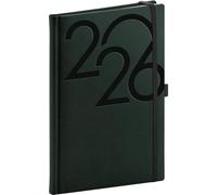 NOTIQUE Agenda 2026 environ A5 (15x21 cm), Carnet de rendez-vous avec marque-page en tissu, Planificateur hebdomadaire, Calendrier de livre, Agenda hebdomadaire à couverture rigide (Vert)
