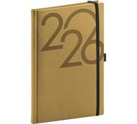 NOTIQUE Agenda 2026 environ A5 (15x21 cm), Carnet de rendez-vous avec marque-page en tissu, Planificateur hebdomadaire, Calendrier de livre, Agenda hebdomadaire à couverture rigide (Or)