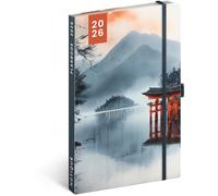 NOTIQUE Agenda 2026 environ A5 - 2en1 Calendrier & Carnet de notes, Agenda hebdomadaire à couverture rigide avec fermeture élastique, 144 pages de calendrier, Calendrier de livre, Planificateur (Japon