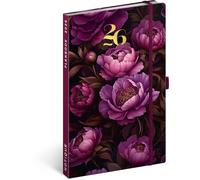 NOTIQUE Agenda 2026 environ A5 - 2en1 Calendrier & Carnet de notes, Agenda hebdomadaire relié avec fermeture élastique, 144 pages Calendrier, Calendrier de livre, Planbook (Fleurs Lilas)