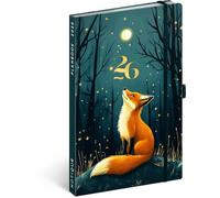 NOTIQUE Agenda 2026, environ Calendrier et bloc-notes A5 2 en 1, couverture rigide, avec fermeture élastique, 144 pages, calendrier livre, renard