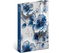 NOTIQUE Agenda 2026 - Mini agenda de poche, env. A6 avec fermeture magnétique, semainier compact, 11 x 16 cm, couverture rigide, avec aperçu mensuel (fleur en porcelaine)
