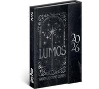 NOTIQUE Agenda 2026 - Mini agenda de poche, env. A6, avec fermeture magnétique, semainier compact, 11 x 16 cm, couverture rigide, avec aperçu mensuel, motif Harry Potter - Lumos