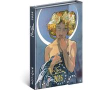 NOTIQUE Agenda 2026 - Mini planificateur de poche environ A6 avec fermeture magnétique, Calendrier hebdomadaire compact 11x16cm, Agenda en livre relié avec vue mensuelle (Alfons Mucha)
