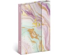 NOTIQUE Agenda 2026 - Mini planificateur de poche environ A6 avec fermeture magnétique, Calendrier hebdomadaire compact 11x16cm, Agenda en livre relié avec aperçu mensuel (Marbre rose)