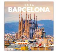 NOTIQUE Calendrier mural 2026 Barcelone - Avec brochures mensuelles - 30 x 30 cm (30 x 60 cm) ouvert