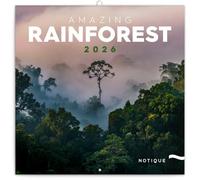 NOTIQUE Calendrier mural 2026 Forêt tropicale, brochures avec calendrier mensuel, 30 x 30 cm, 30 x 60 cm, ouvert