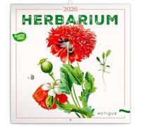 NOTIQUE Calendrier mural 2026 Herbier, sans plastique, avec calendrier mensuel, calendrier brochure, parfumé, 30 x 30 cm, 30 x 60 cm, ouvert