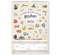 NOTIQUE Calendrier mural XXL 2026 - Planificateur mensuel utilisable comme planificateur familial avec 6 colonnes - Calendrier mensuel - Calendrier familial 33 x 46 cm (Harry Potter)