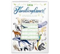 NOTIQUE Calendrier mural XXL 2026 - Planning mensuel utilisable comme planificateur familial avec 6 colonnes - Calendrier mensuel 33 x 46 cm (Animalium)