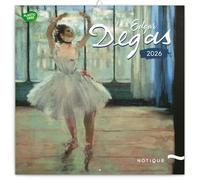 NOTIQUE Edgar Degas Calendrier mural 2026, sans plastique, avec calendrier mensuel, 30 x 30 cm, 30 x 60 cm, ouvert
