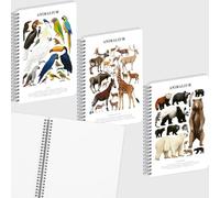 NOTIQUE Lot de 3 cahiers à spirale lignés A5 - Animalium | Lot de 3 carnets à spirales lignés pour l'école, les études et le bureau - Illustrations d'animaux animalium comme idée