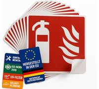 notlok Safety Work - 10x Panneau Extincteur [15 x 15 cm] | Panneau PVC auto-adhésif | DIN ISO 7010 | Extincteur CO2, Extincteurs Incendie, ABC