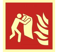 notlok Safety Work - Panneau Couverture Anti-Feu [15x15 cm] | Photoluminescent en plastique avec autocollant de montage | norme européenne DIN EN ISO 7010 | Pictogramme couverture incendie, coupe feu