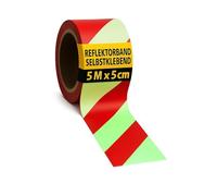 notlok Safety Work - Rubalise Lumineuse de Sécurité | 5 m x 5 cm | Bande Reflechissante Autocollante | Ruban Réfléchissant Adhésif | Autocollant Fluorescent pour Signalisation | Rouge