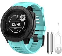 NotoCity Bracelet Compatible Garmin Instinct, Bracelet en montre de remplacement en silicone souple Compatible Montre Garmin Instinct Sports GPS Montre avec adaptateur(MENTHE VERTE)