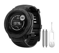 NotoCity Bracelet Compatible Garmin Instinct, Bracelet en montre de remplacement en silicone souple Compatible Montre Garmin Instinct Sports GPS Montre avec adaptateur(NOIR)