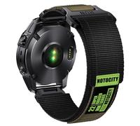 NotoCity Nylon Bracelet pour Garmin fenix 6/6 Pro, 22mm Quick Fit Klettverschluss Nylon Sport Bracelet Compatible avec Garmin Fenix 7/5/5 Plus, Forerunner 935/945/955/745(Noir Vert Armée avec logo)