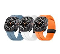 NotoCity Samsung Galaxy Watch Ultra Bracelet en silicone magnétique de 47 mm pour homme et femme - Bracelet de rechange (blanc, bleu de qualité supérieure, orange)