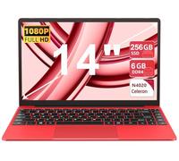 NOTODD Ordinateur Portable 14 Pouces 256Go SSD Soutien Extension 1TB,Pc Portable Win11 Celeron N4020 Pas Cher FHD 1080 5G WiFi BT4.2 inclut Souris sans Fil&AZERTY Clavier Couverture-Rouge