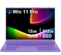 NOTODD Ordinateur Portable 16'' 12+512GB SSD Soutien Extension 2TB (HDD-2TB) Celeron N5095 (jusqu'à 2,9 GHz) 1920x1200 PC Portable Gamer Win11 Laptop avec Type-C HDMI AZERTY Clavier Couverture-Violet