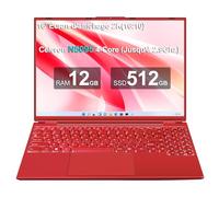NOTODD Ordinateur Portable 16 Pouces Gaming, 4 cœurs Celeron N5095 (jusqu'à 2,9 GHz) 12+512GB SSD Soutien Extension 1TB,PC Portable Win11 avec 5G WiFi 1920x1200 Souris sans Fil&AZERTY Clavier-Rouge