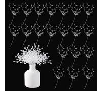 Notoke Lot de 20 branches de fleurs en cristal acrylique - Perles artificielles transparentes avec paillettes - Décoration pour mariage, Noël, Thanksgiving, décoration de table, maison et bureau