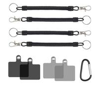 Notoke Pack de 4 lanières pour téléphone avec mousqueton - 4 embouts + 1 clip mousqueton noir, lanière anti-vol et anti-chute, idéale pour les activités de plein air comme le ski, la randonnée, le