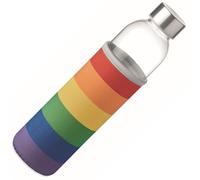 noTrash2003 Bouteille d'eau en verre avec couvercle de protection en néoprène Bouchon à vis anti-fuite au design arc-en-ciel LGBT/LGBTQIA+ Design Show Pride Tolerance