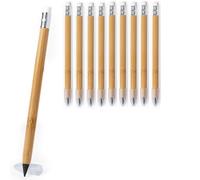 noTrash2003 Crayon sans encre en bambou avec pointe graphite et gomme, crayon perpétuel sans taille-crayon, lot de 10, durable et durable