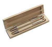 noTrash2003 Ensemble d'écriture certifié Durable en Bois de hêtre avec Stylo à Bille à écriture Bleue et Porte-Mine dans Un étui en Bois de hêtre