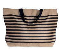 noTrash2003 Grand sac de shopping en toile de jute en coton mélangé XXL et sac de shopping pour la plage, les loisirs, les courses ou le sport. Natural/Navy, 72 x 48 x 15 cm, Volumen: ca. 52 L