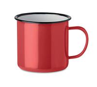 noTrash2003 Kaffeetasse Becher Mug Coffee Trinkbecher Emaille-Becher Vintage Look Je 350 ML Versch. Farben und Mengen (Rot, Einzeln)