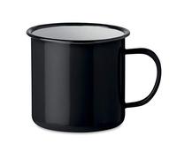 noTrash2003 Kaffeetasse Becher Mug Coffee Trinkbecher Emaille-Becher Vintage Look Je 350 ML Versch. Farben und Mengen (Schwarz, Einzeln)