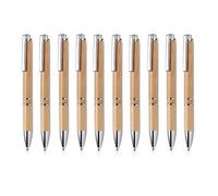 noTrash2003 Lot de 10 stylos à bille haut de gamme en bois de bambou de qualité supérieure, parfaits pour le quotidien au bureau comme stylo stylé, mine d'écriture bleue
