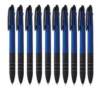 notrash2003® Lot de 10 stylos à bille triples couleurs bleu, rouge et noir et stylet 4 en 1 (bleu)