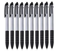 notrash2003® Lot de 10 stylos à bille, trois couleurs, bleu, rouge et noir, et stylet 4 en 1, argenté