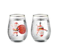 noTrash2003 Lot de 2 verres à eau de Noël 330 ml avec bord doré Père Noël dans un emballage cadeau