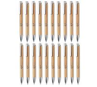noTrash2003 Lot de 20 stylos à bille haut de gamme en bois de bambou de qualité supérieure, parfaits pour le bureau comme stylo d'écriture élégant, mine bleue
