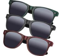 noTrash2003 Lot de 3 paires de lunettes de soleil pour femme et homme avec protection UV400 dans la catégorie de filtre 3 dans un style rétro, Rouge/vert/gris., 145