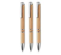noTrash2003 Lot de 3 stylos à bille haut de gamme en bois de bambou de qualité supérieure, parfaits pour le quotidien au bureau comme stylo stylé, mine d'écriture bleue