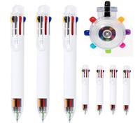 noTrash2003 Lot de 4 stylos à bille 8 en 1 en blanc avec 8 couleurs différentes - Stylo à bille multicolore - Pour école, bureau, restauration
