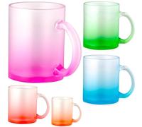 noTrash2003 Lot de tasses à café, tasses à café, verres à thé, anse en verre borosilicate incassable satiné mat - Dégradés de couleurs joyeux, 350 ml, lot de 5 ou lot de 6 couleurs pures (5 x mélange