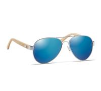 noTrash2003 Lunettes de soleil de pilote avec verres miroir colorés UV400 CAT3 - Forte protection contre l'éblouissement avec branches en bambou au look rétro - Dans un sac en microfibre comme chiffon